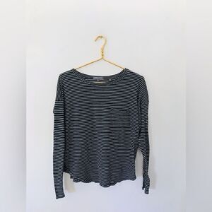 Vince | charcoal grey and white strip knit top